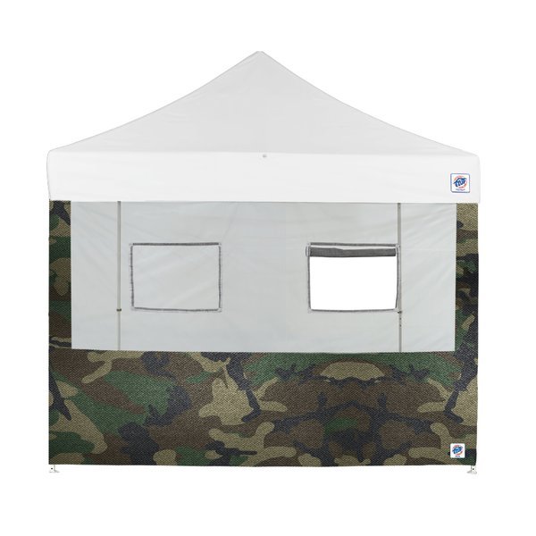 TAA Compliant Food Booth Sidewall with 2 Serving Windows, 10' W x 10' H, Woodland Camo, E-Z Up, Mfr#: SW3FB10FXTMC2WWC